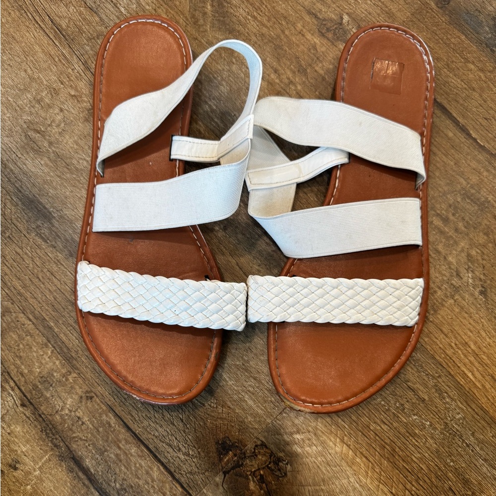 SHEIN White and Brown Sandals